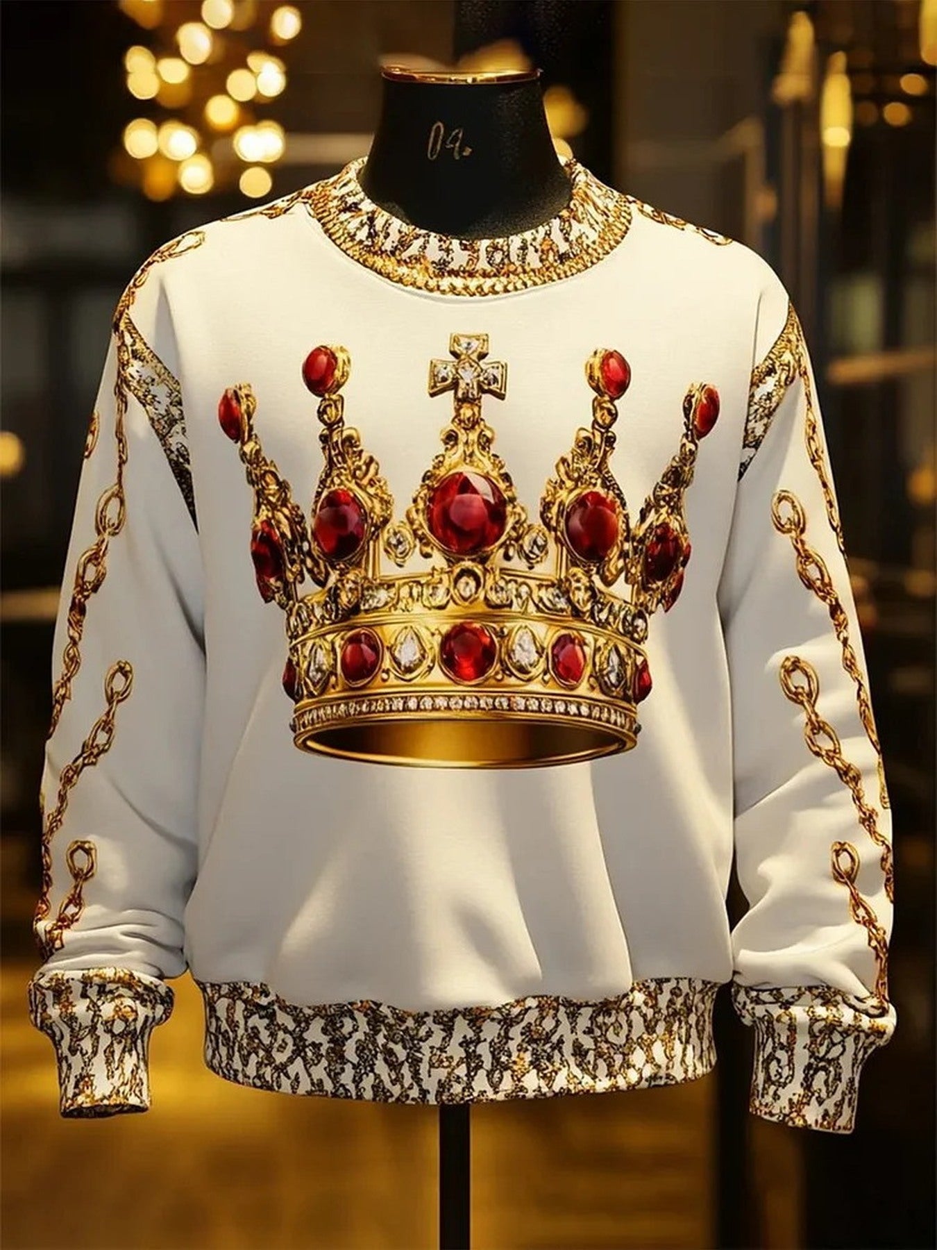 Fashionable Art Print Long-Sleeve Sweatshirt